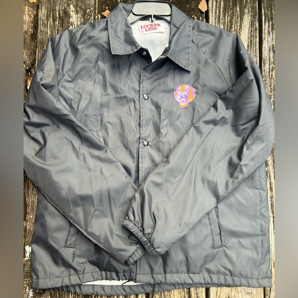 Vintage Locker Line LSU Tigers Embroidered Snap Down Black L Windbreaker Jacket - Picture 2 of 8